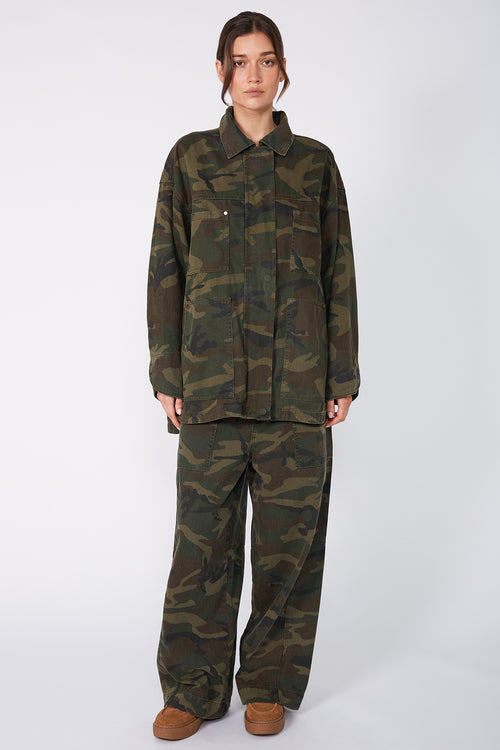 conceal shacket / khaki camo denim