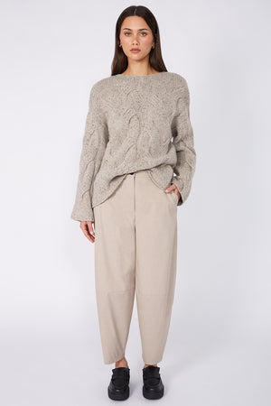 corded cable sweater / mist nude fleck