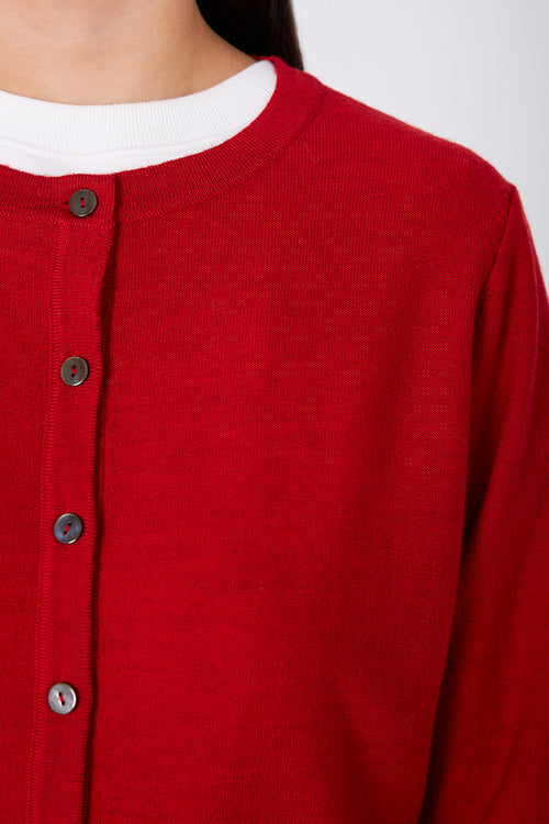 crisp cardi / red