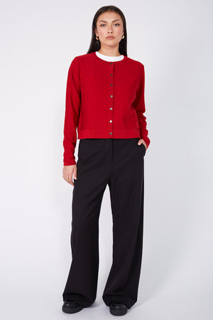 crisp cardi / red