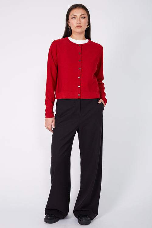 crisp cardi / red