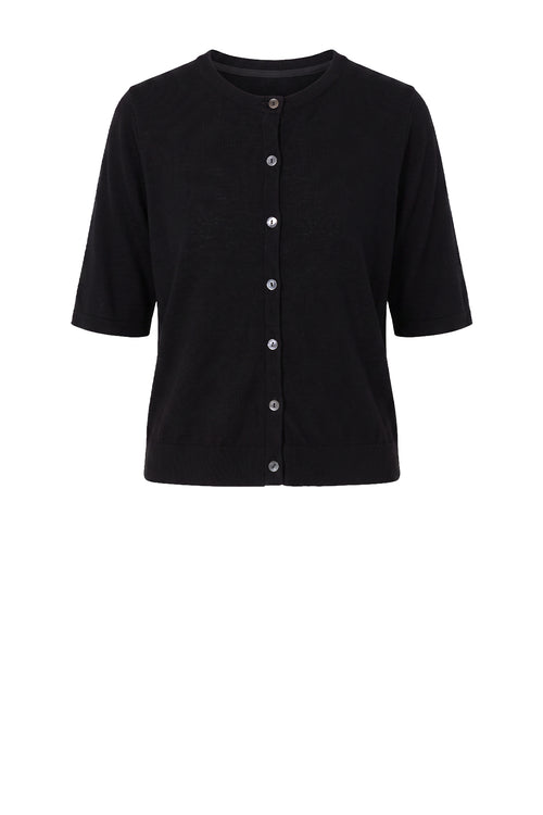 crisp short sleeve cardi / black