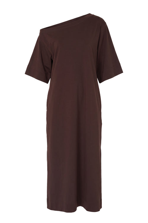 direction midi dress / chocolate brown