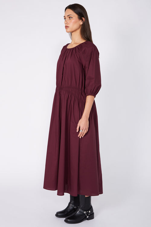 disperse midi dress / dark plum