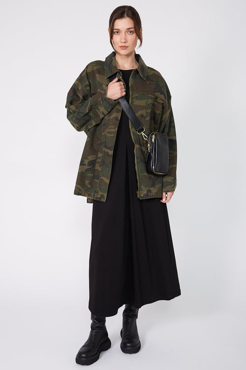 draft midi dress / black