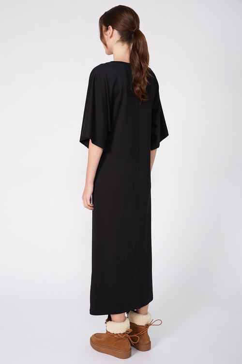draft midi dress / black