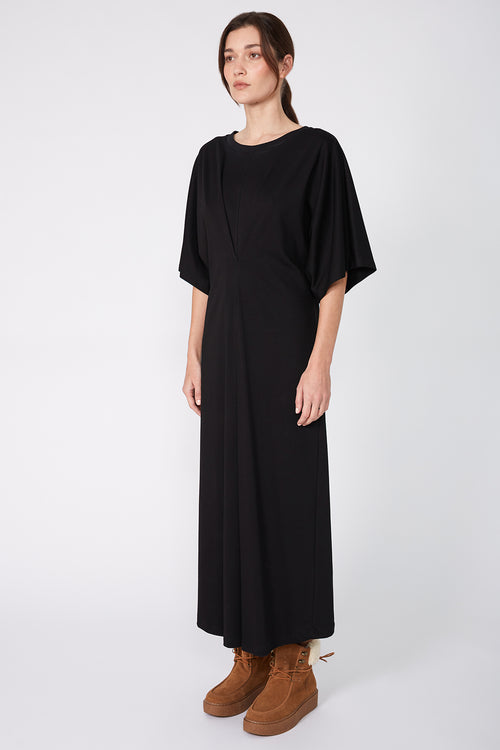 draft midi dress / black