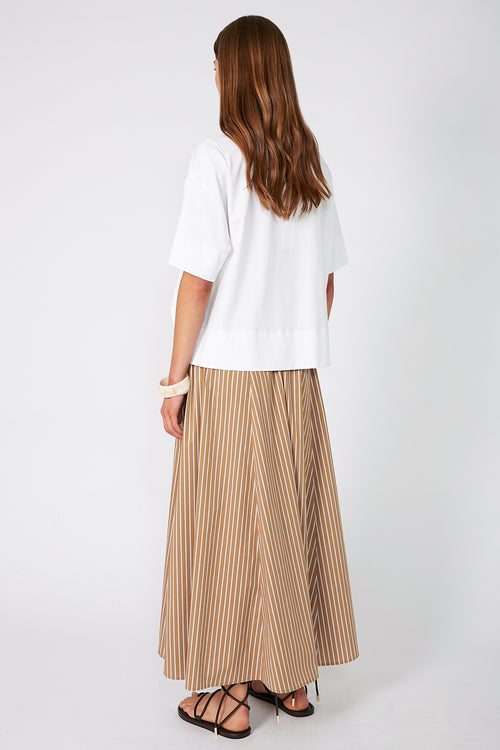 drift skirt / camel|white stripe