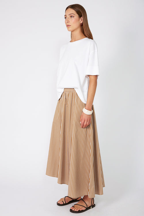 drift skirt / camel|white stripe