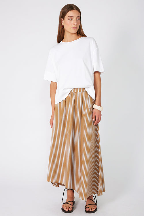 drift skirt / camel|white stripe