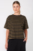 boxed tee / black|khaki wide stripe