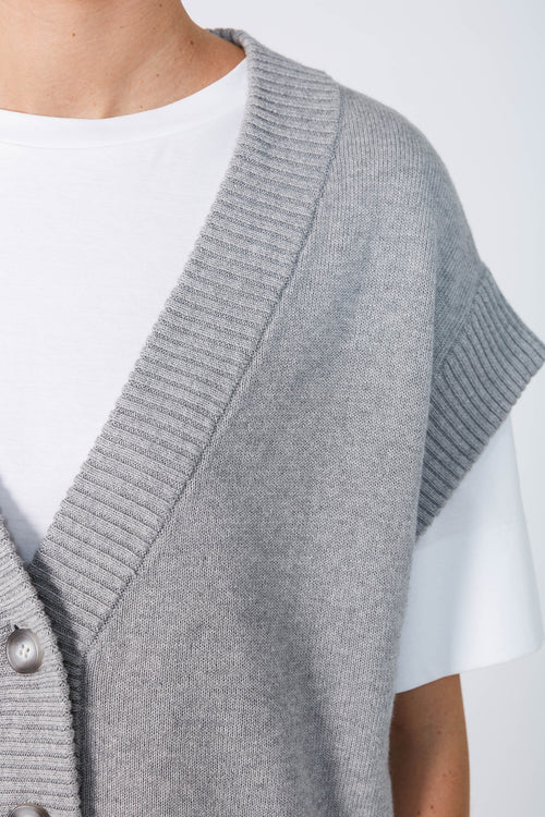 expect button vest / grey marle