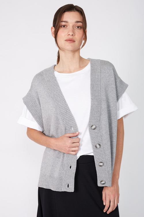 expect button vest / grey marle