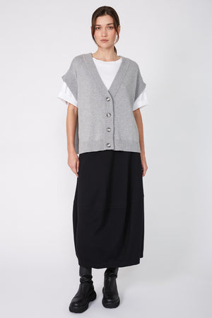 expect button vest / grey marle