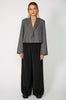 flip crop blazer / charcoal|white pinstripe