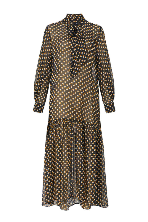 focused dress / black|camel spot