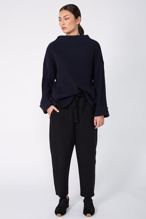 forgo rib sweater / navy blue