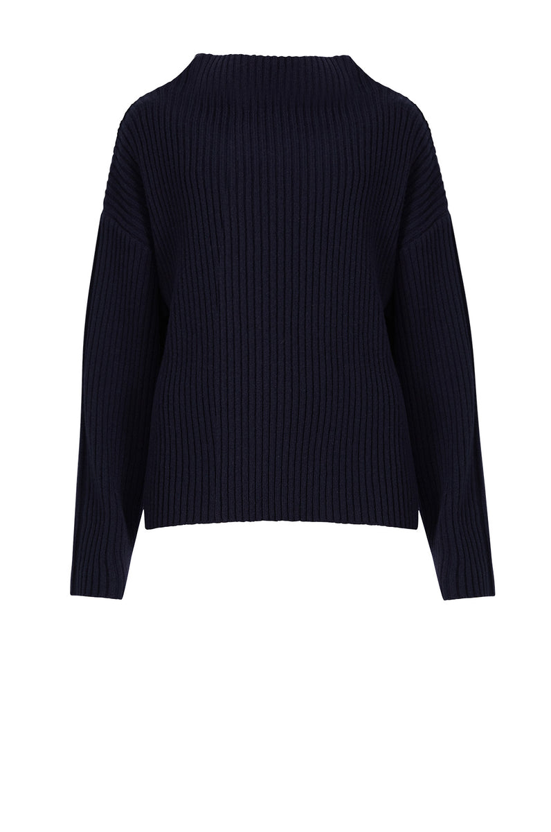 forgo rib sweater / navy blue | m o o c h i