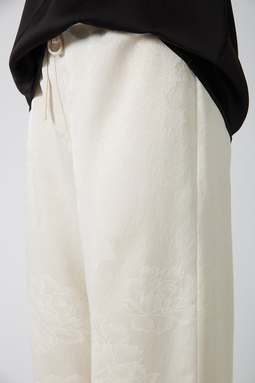 frame pant / cream flower jacquard
