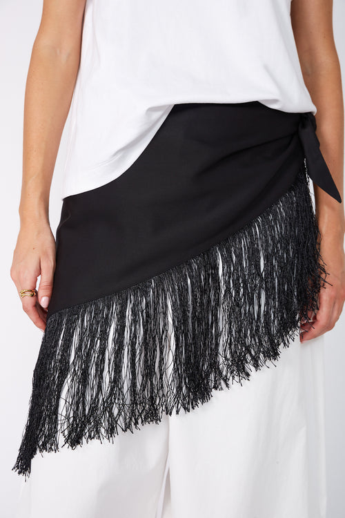 fringed oversized bandana / black