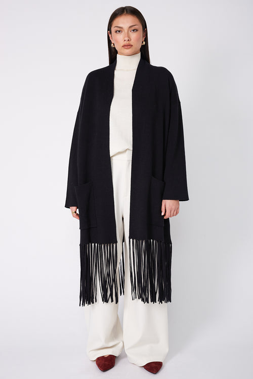 fringe cardi / black