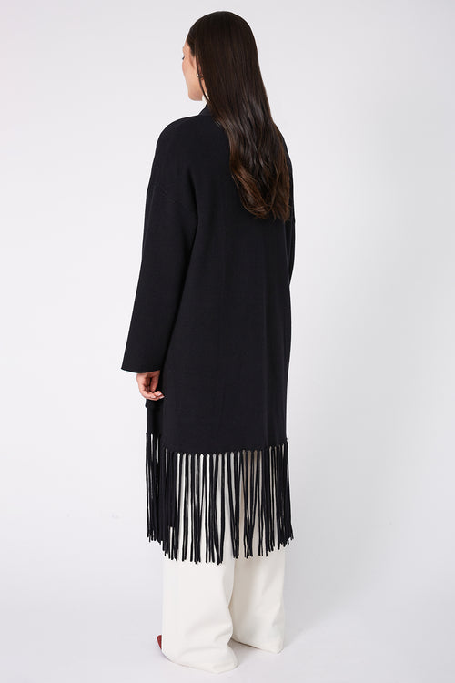 fringe cardi / black
