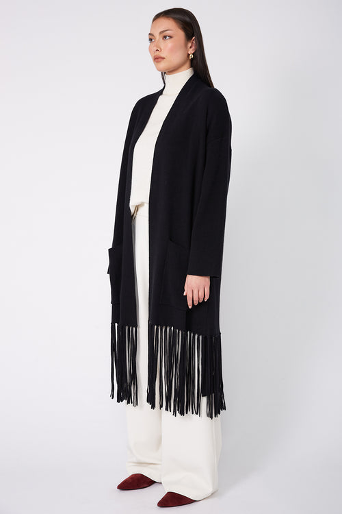 fringe cardi / black
