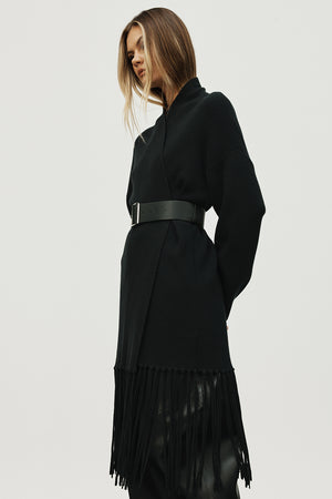 fringe cardi / black