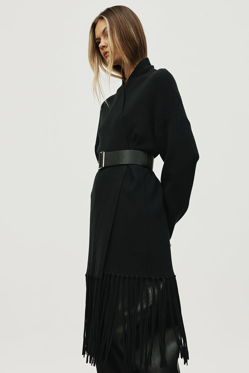 fringe cardi / black