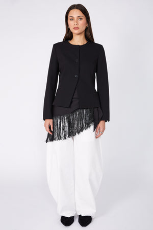 fringed oversized bandana / black