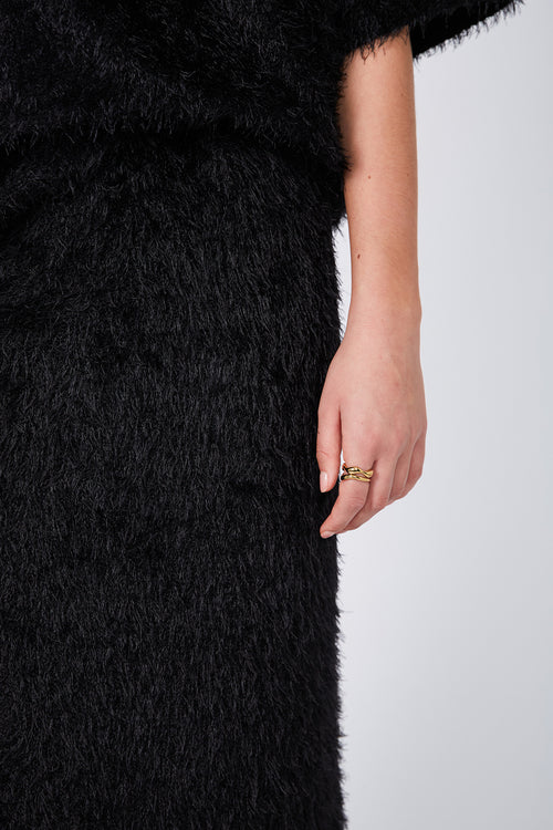 fringy skirt / black
