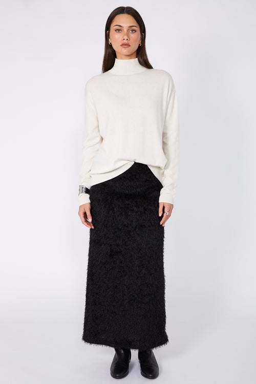 fringy skirt / black