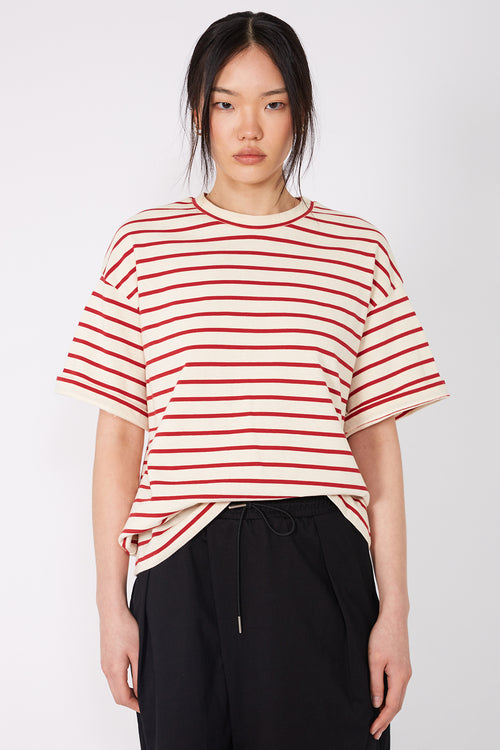 front runner tee / cream | red stripe