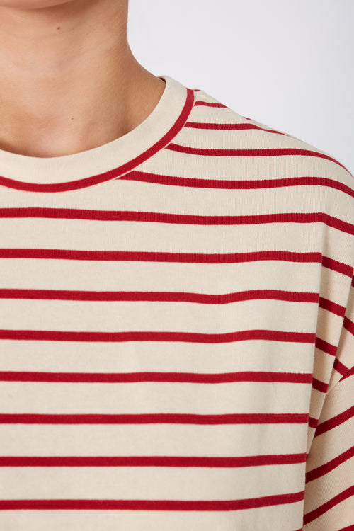 front runner tee / cream | red stripe