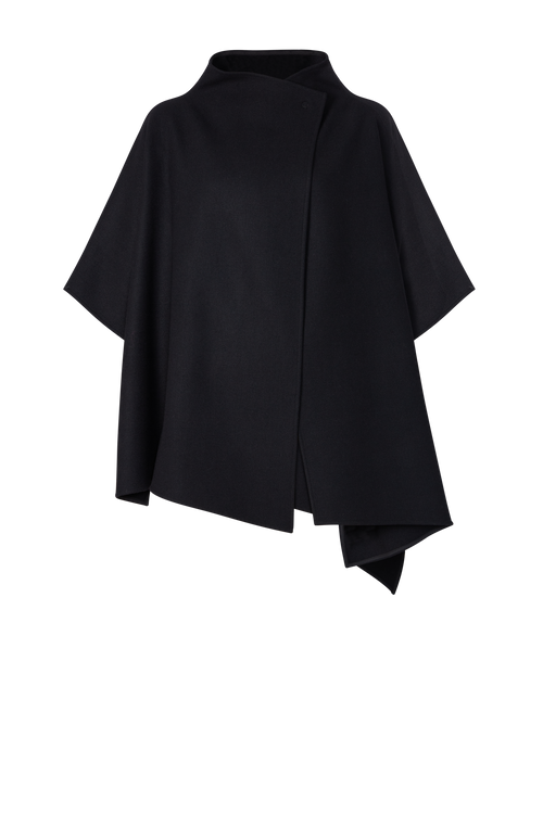 funnel cape coat / black