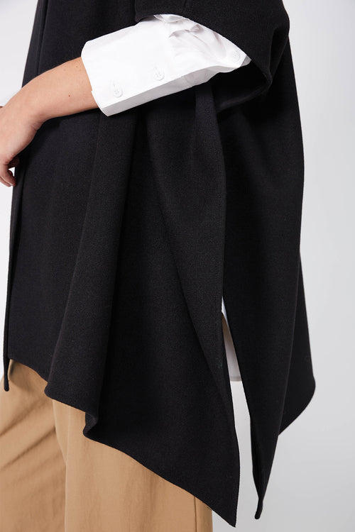 funnel cape coat / black