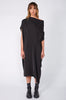 funnelled cape dress / black