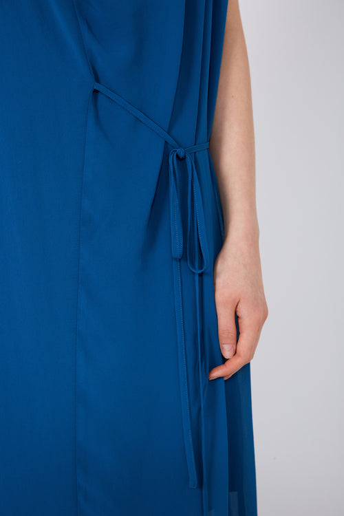 funnelled cape dress / dark teal