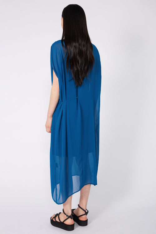funnelled cape dress / dark teal