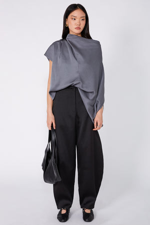 funnelled cape top / steel blue