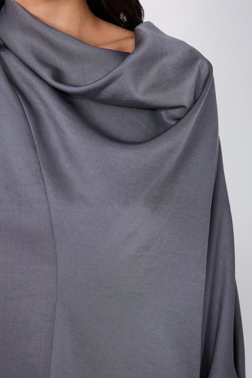 funnelled cape top / steel blue