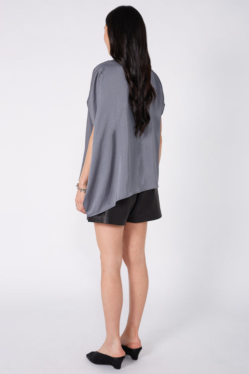 funnelled cape top / steel blue