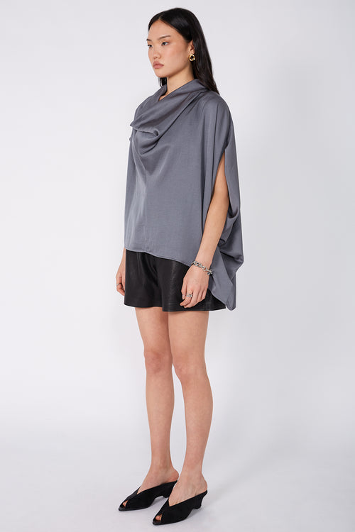 funnelled cape top / steel blue