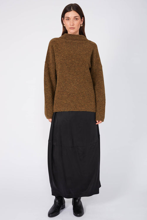 funnel sweater / toffee marle