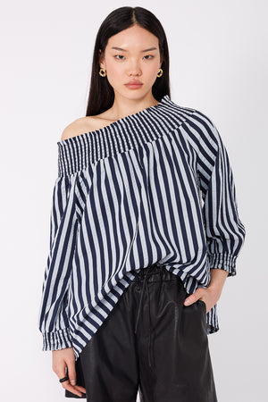 gale top / navy|blue stripe