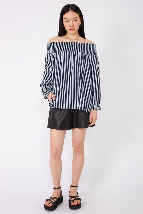 gale top / navy|blue stripe