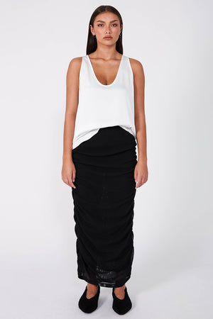 gathering skirt / black