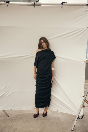 gathering skirt / black