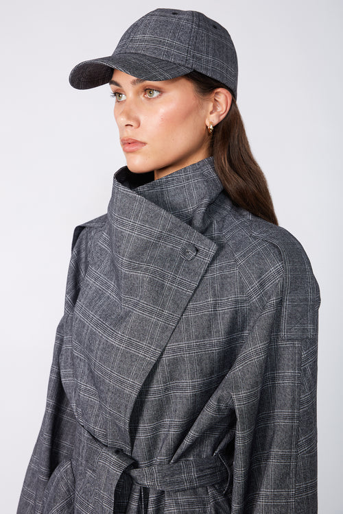 grey plaid cap / grey marle