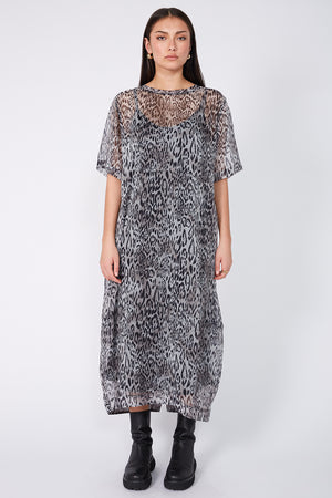 headspin dress / silver wilderness print